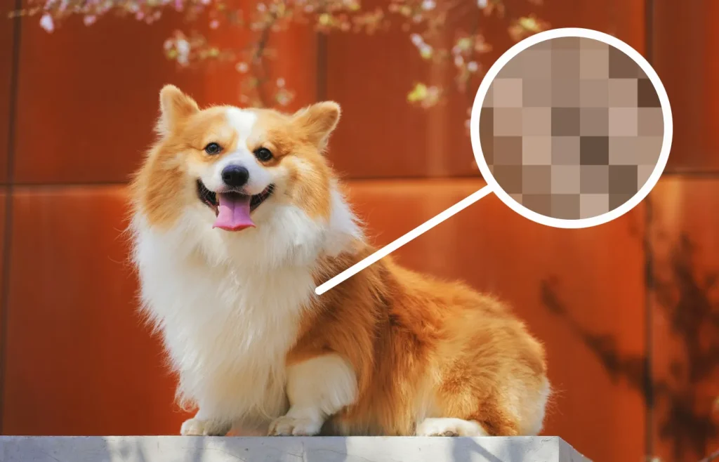 image of dog showing some pixels loseup